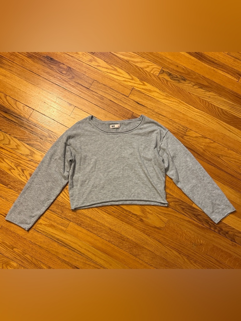 SO Lightweight Fleece Long Sleeve Crop Top Gray Small